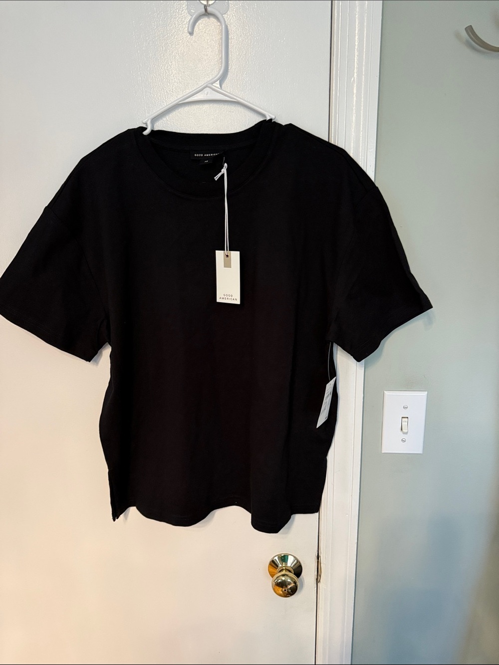 Good American Black Short Sleeve Crewneck Tee